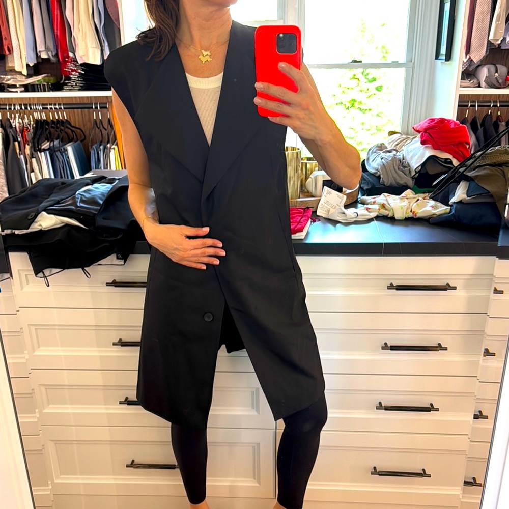 KAI-Aakmann Black Sleeveless Blazer Vest / Wrap Dress